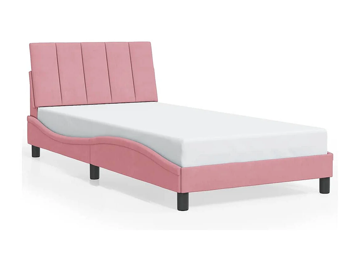 Bedframe zonder matras "Hanko" fluweel roze 100x200 cm
