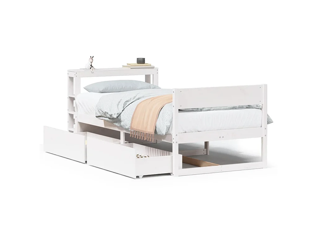 Bedframe zonder matras massief grenenhout wit 90x200 cm
