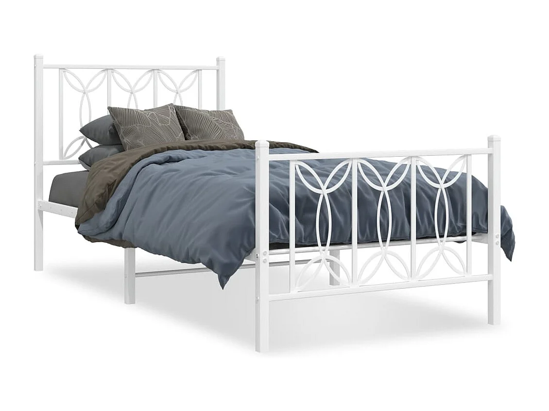 Bedframe met hoofd- en voeteneinde metaal wit 75x190 cm