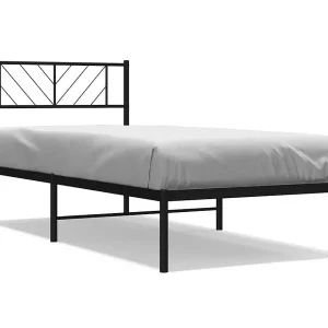 Bedframe met hoofdbord metaal zwart 107×203 cm Bedframe met hoofdbord metaal zwart 107×203 cm