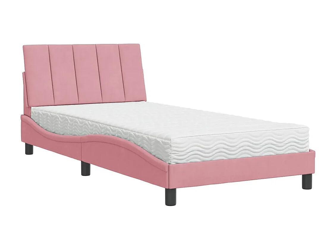 Bed met matras "Hanko" fluweel roze 100x200 cm