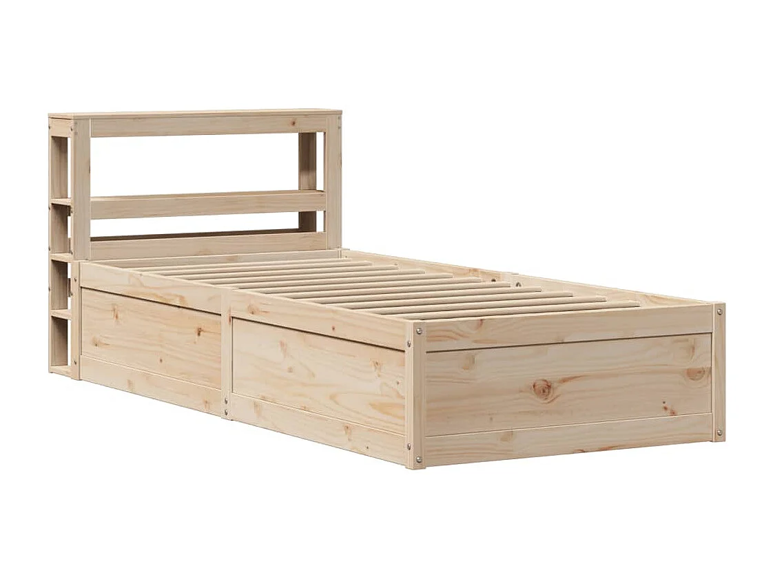 Bedframe met hoofdbord massief grenenhout 75x190 cm