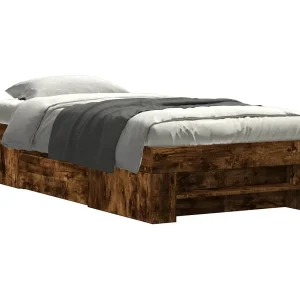 Bedframe zonder matras hout gerookt eikenkleurig 100×200 cm Bedframe zonder matras hout gerookt eikenkleurig 100×200 cm