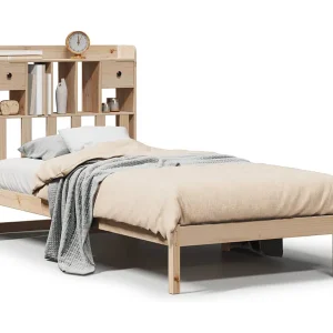 Bed met boekenkast zonder matras massief grenenhout 75×190 cm