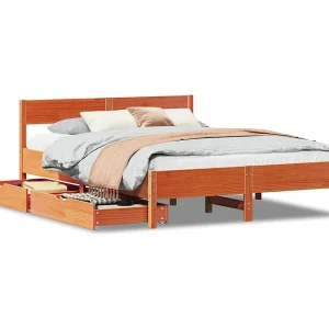 Bedframe zonder matras massief grenenhout wasbruin 120×190 cm Bedframe zonder matras massief grenenhout wasbruin 120×190 cm
