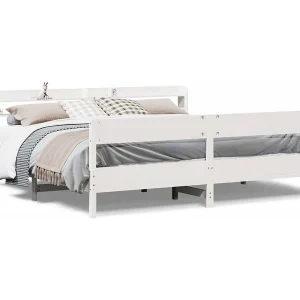 Bedframe zonder matras massief grenenhout wit 180×200 cm Bedframe zonder matras massief grenenhout wit 180×200 cm