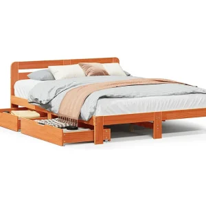 Bedframe zonder matras massief grenenhout wasbruin 120×190 cm Bedframe zonder matras massief grenenhout wasbruin 120×190 cm
