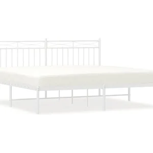 Bedframe met hoofdbord metaal wit 183×213 cm Bedframe met hoofdbord metaal wit 183×213 cm