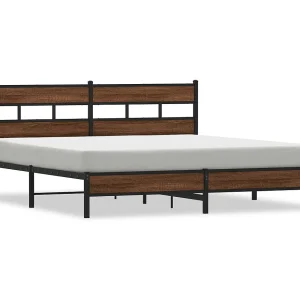 Bedframe zonder matras metaal bruin eikenkleur 180×200 cm