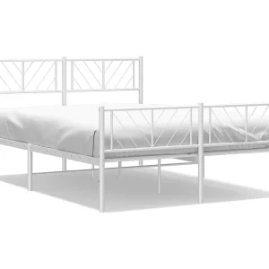 Bedframe met hoofd- en voeteneinde metaal wit 140×190 cm Bedframe met hoofd- en voeteneinde metaal wit 140×190 cm