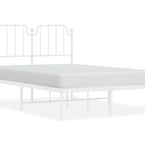 Bedframe met hoofdbord metaal wit 120×190 cm Bedframe met hoofdbord metaal wit 120×190 cm