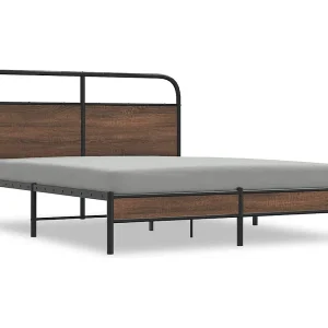 Bedframe zonder matras bewerkt hout bruin eikenkleur 150×200 cm Bedframe zonder matras bewerkt hout bruin eikenkleur 150×200 cm