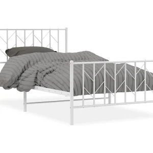 Bedframe met hoofd- en voeteneinde metaal wit 107×203 cm Bedframe met hoofd- en voeteneinde metaal wit 107×203 cm