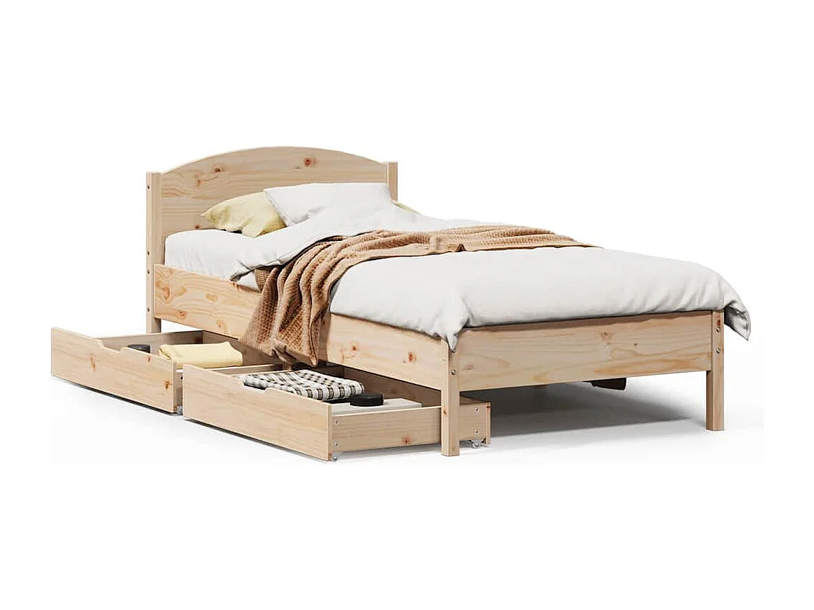 Bedframe zonder matras massief grenenhout 75x190 cm