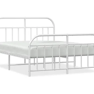 Bedframe met hoofd- en voeteneinde metaal wit 183×213 cm Bedframe met hoofd- en voeteneinde metaal wit 183×213 cm