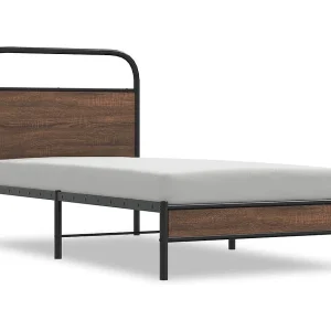 Bedframe zonder matras bewerkt hout bruin eikenkleur 100×190 cm Bedframe zonder matras bewerkt hout bruin eikenkleur 100×190 cm