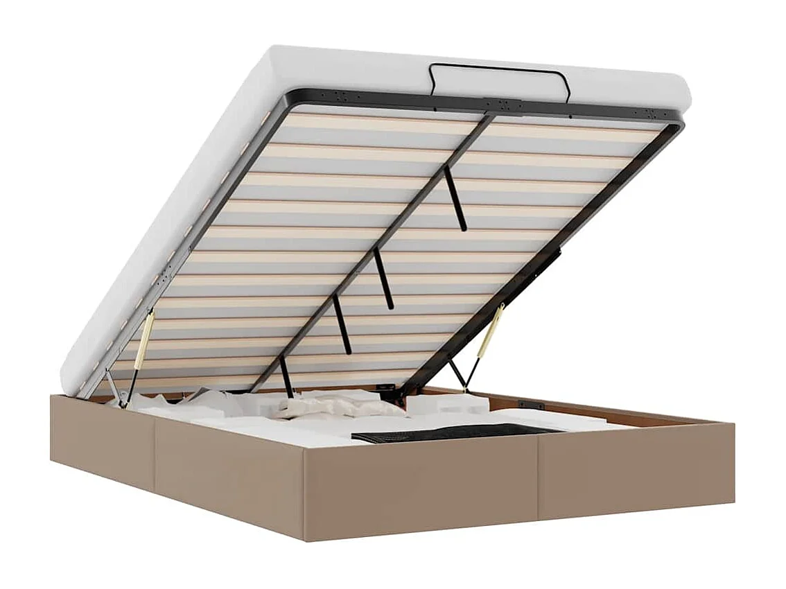 Bedframe zonder matras 140x200 cm kunstleer cappuccinokleurig