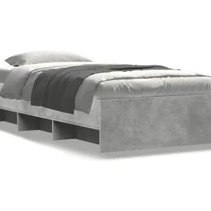 Bedframe bewerkt hout betongrijs 75×190 cm