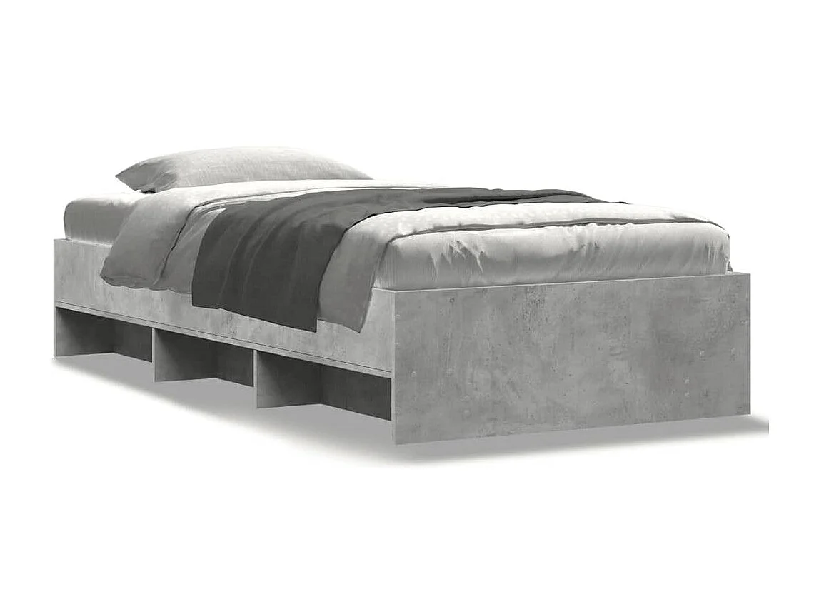 Bedframe bewerkt hout betongrijs 75x190 cm