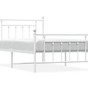 Bedframe met hoofd- en voeteneinde metaal wit 107×203 cm Bedframe met hoofd- en voeteneinde metaal wit 107×203 cm