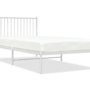 Bedframe met hoofdbord metaal wit 100×200 cm Bedframe met hoofdbord metaal wit 100×200 cm