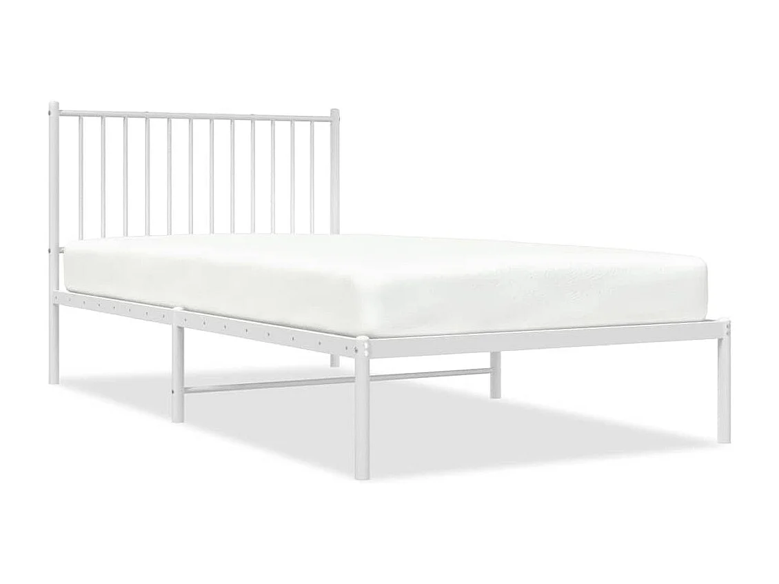 Bedframe met hoofdbord metaal wit 100x200 cm