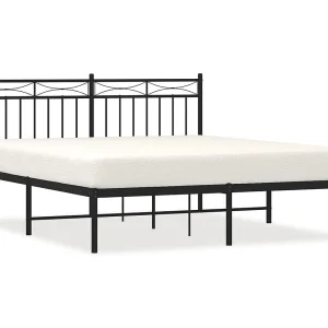 Bedframe met hoofdbord metaal zwart 160×200 cm Bedframe met hoofdbord metaal zwart 160×200 cm