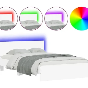 Bedframe met hoofdeinde en LED wit 120×190 cm Bedframe met hoofdeinde en LED wit 120×190 cm