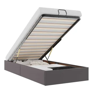 Bedframe zonder matras 100×200 cm kunstleer grijs Bedframe zonder matras 100×200 cm kunstleer grijs