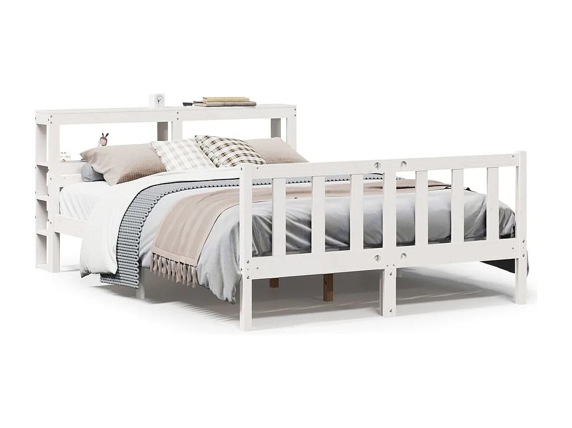 Bedframe zonder matras massief grenenhout wit 150x200 cm