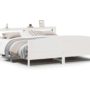 Bedframe zonder matras massief grenenhout wit 200×200 cm Bedframe zonder matras massief grenenhout wit 200×200 cm