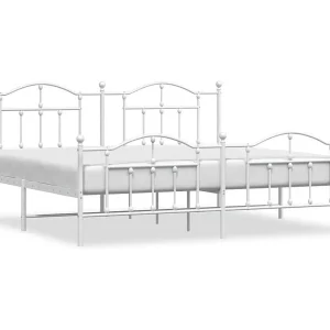 Bedframe met hoofd- en voeteneinde metaal wit 193×203 cm Bedframe met hoofd- en voeteneinde metaal wit 193×203 cm