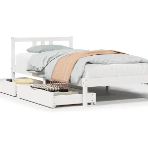 Bedframe zonder matras massief grenenhout wit 90×200 cm Bedframe zonder matras massief grenenhout wit 90×200 cm