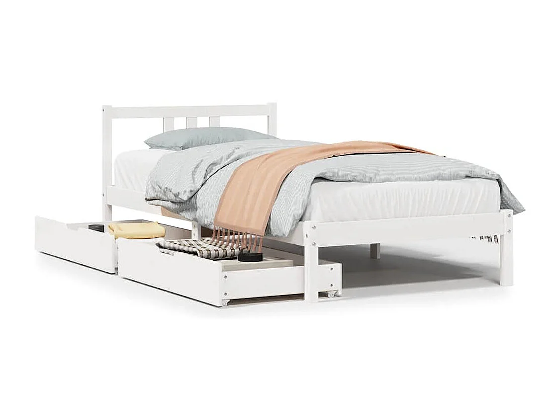 Bedframe zonder matras massief grenenhout wit 90x200 cm