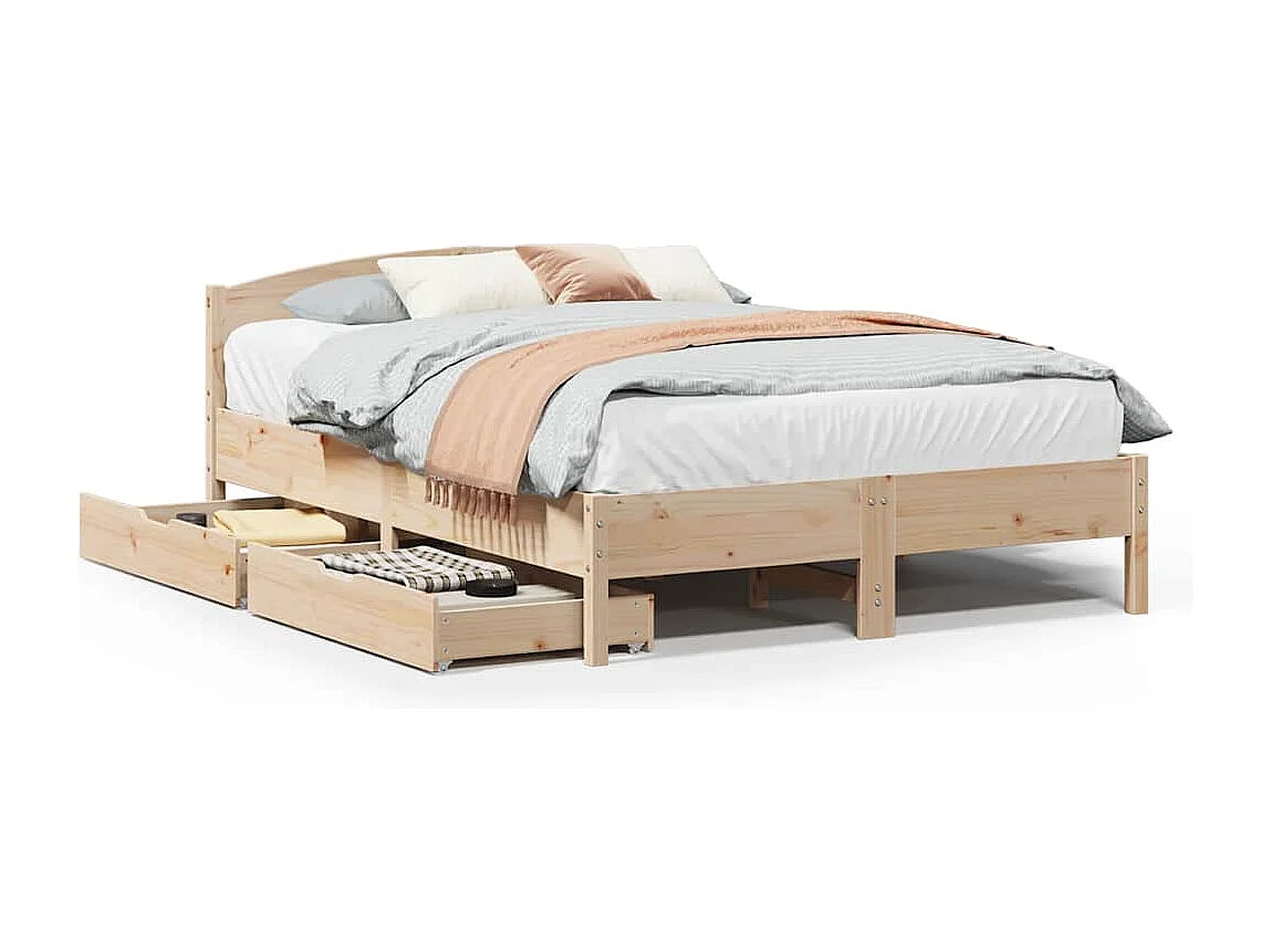 Bedframe zonder matras massief grenenhout 120x190 cm