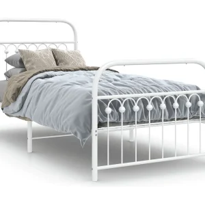 Bedframe met hoofd- en voeteneinde metaal wit 90×200 cm Bedframe met hoofd- en voeteneinde metaal wit 90×200 cm