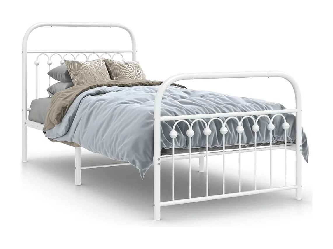 Bedframe met hoofd- en voeteneinde metaal wit 90x200 cm