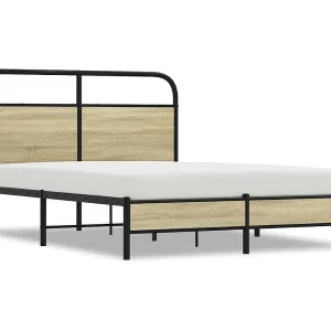 Bedframe zonder matras bewerkt hout sonoma eikenkleur 140x200cm Bedframe zonder matras bewerkt hout sonoma eikenkleur 140x200cm