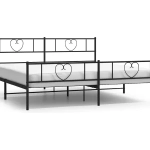 Bedframe met hoofd- en voeteneinde metaal zwart 200×200 cm Bedframe met hoofd- en voeteneinde metaal zwart 200×200 cm