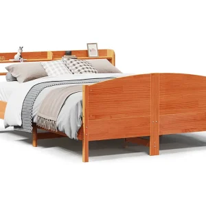 Bedframe zonder matras massief grenenhout wasbruin 150×200 cm Bedframe zonder matras massief grenenhout wasbruin 150×200 cm
