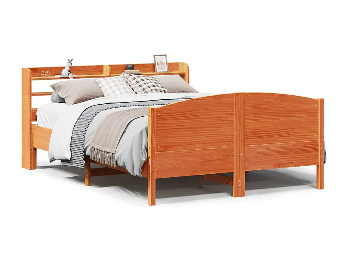 Bedframe zonder matras massief grenenhout wasbruin 150x200 cm