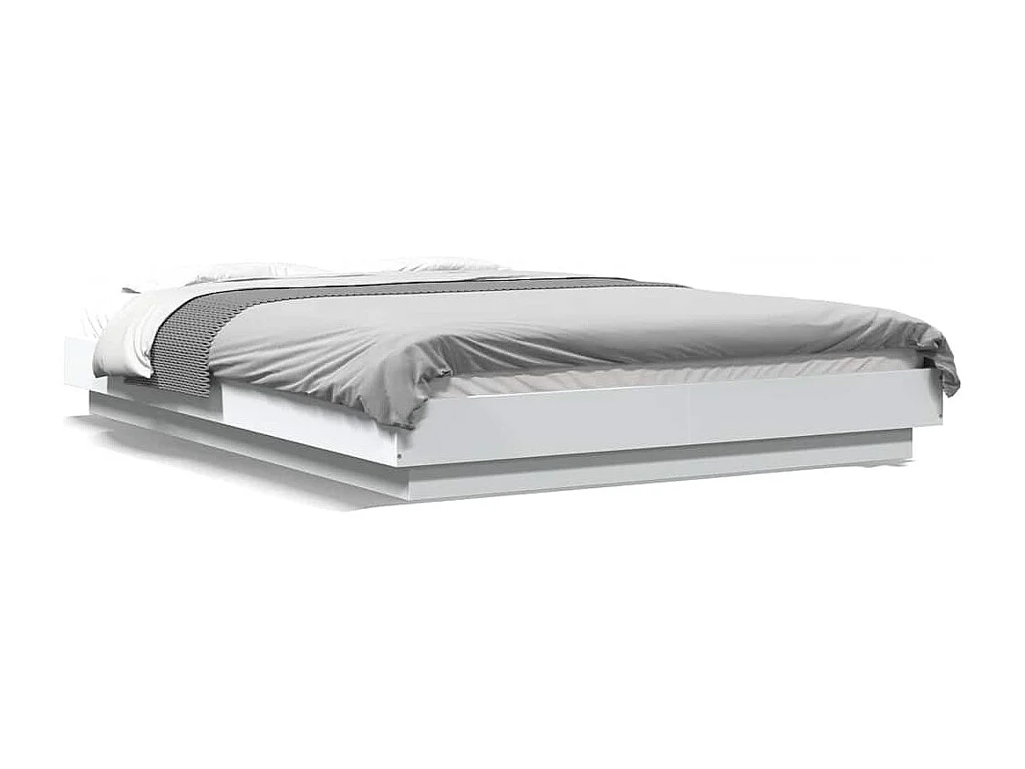 Bedframe met LED-verlichting bewerkt hout wit 120x190 cm