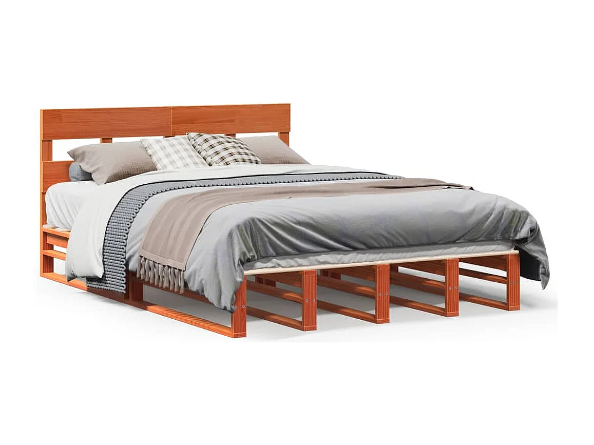 Bedframe zonder matras massief grenenhout wasbruin 120x200 cm