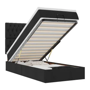 Bed poef met matras en LED's 80×200 cm stof zwart