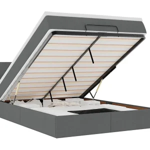Bed met matras 140×190 cm stof donkergrijs