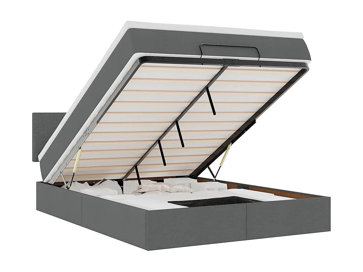 Bed met matras 140x190 cm stof donkergrijs