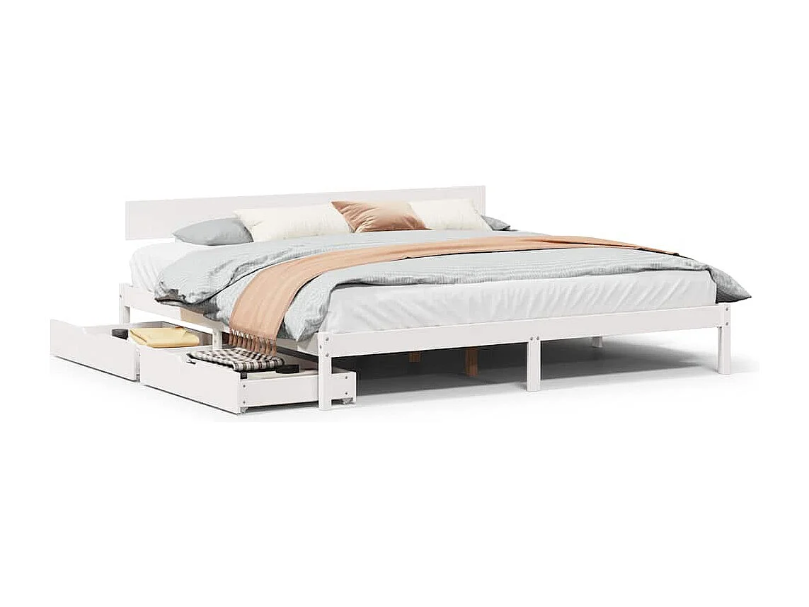 Bedframe zonder matras massief grenenhout wit 180x200 cm