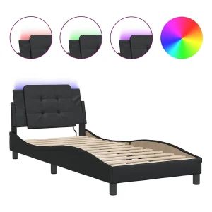 Bedframe met LED zonder matras "Zadar" zwart 90×200 cm Bedframe met LED zonder matras "Zadar" zwart 90×200 cm