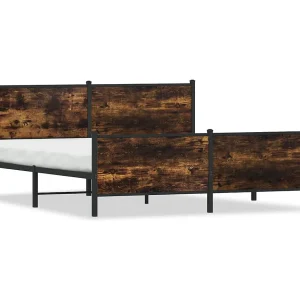 Bedframe zonder matras metaal gerookt eikenkleurig 193×203 cm Bedframe zonder matras metaal gerookt eikenkleurig 193×203 cm