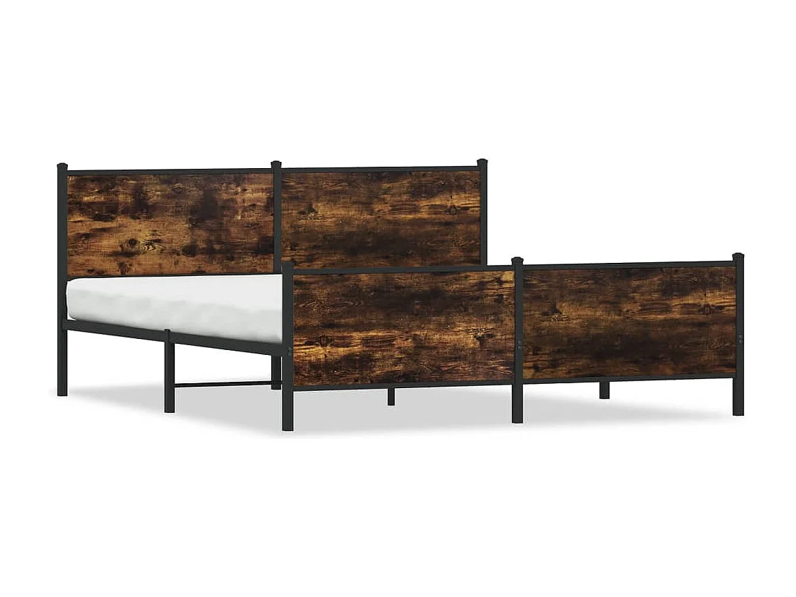 Bedframe zonder matras metaal gerookt eikenkleurig 193x203 cm